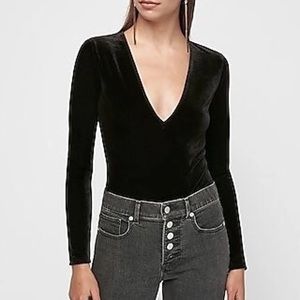 Express black velvet bodysuit
